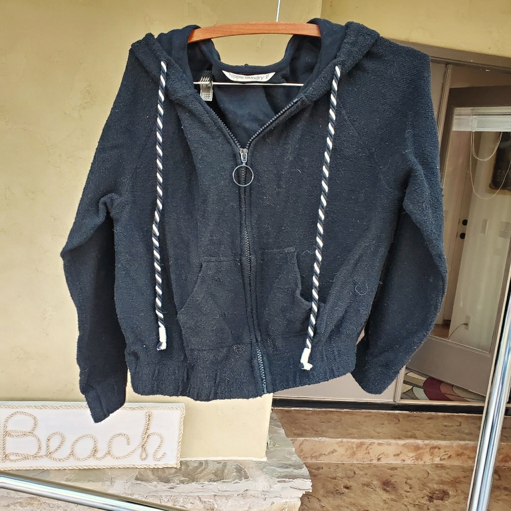 Hippie Laundry Black Terry cloth Hoodie. Size M.